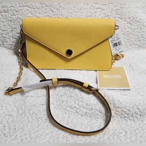 Small Saffiano Leather Envelope Crossbody Bag